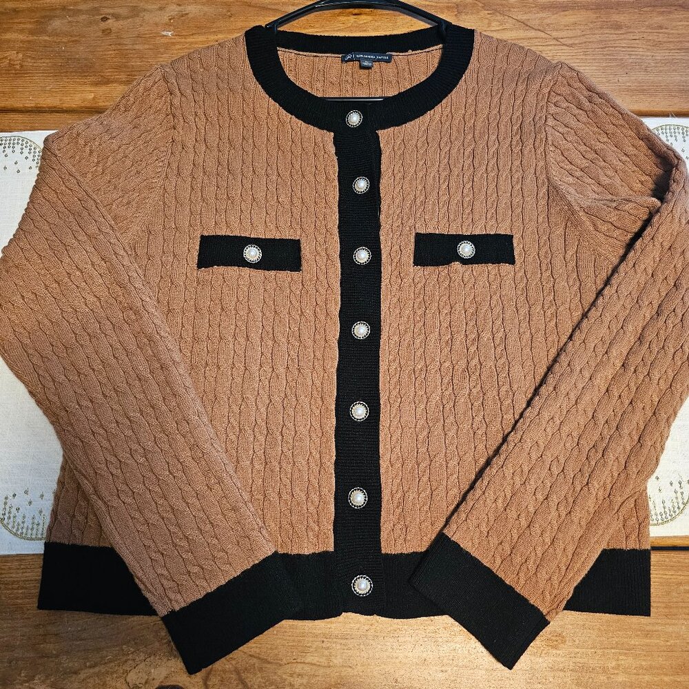 Adrianna Papell Brown and Black Cardigan